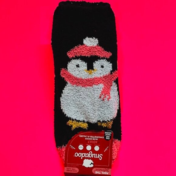 Fuzzy Penguin Footie Slipper Socks - Picture 1 of 5